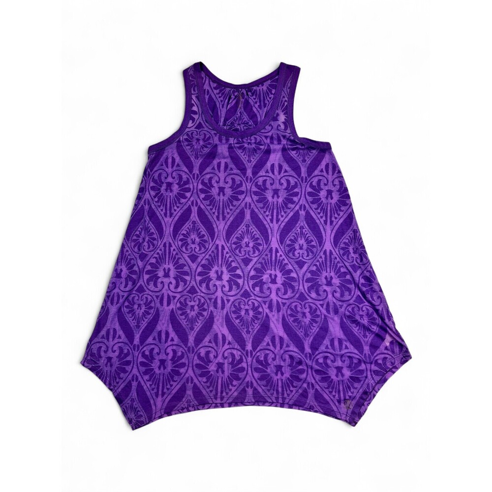 Balance Collection Purple Printed Handkerchief-Hem Tank Top M